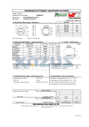 744066151 datasheet - POWER-CHOKE WE-TPC