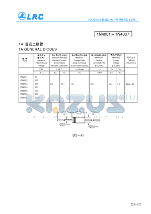 1N4002 datasheet - 1A GENERAL DIODES