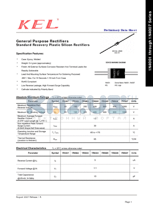 1N4002 datasheet - General Purpose Rectifiers Standard Recovery Plastic Silicon Rectifiers