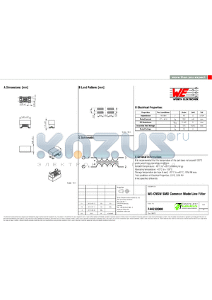 744230900 datasheet - WE-CNSW SMD Common Mode Line Filter