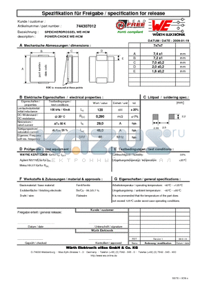 744307012 datasheet - POWER-CHOKE WE-HCM