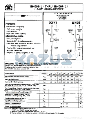 1N4003 datasheet - 1.0 AMP . SILICON RECTIFIERS