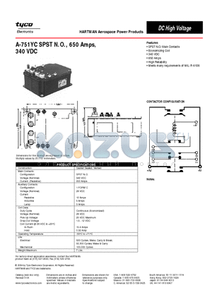 A-751YC datasheet - HARTMAN Aerospace Power Products