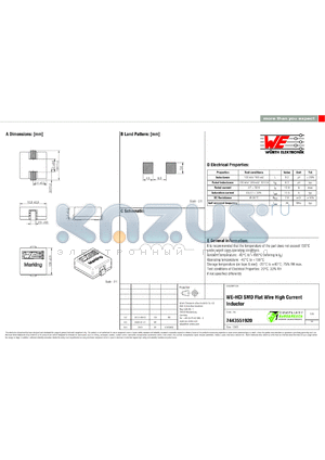 7443551920 datasheet - WE-HCI SMD Flat Wire High Current Inductor