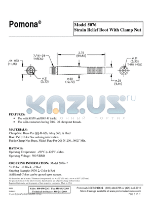 5076 datasheet - Strain Relief Boot With Clamp Nut