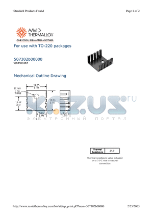 507302B00000 datasheet - For use with TO-220 packages