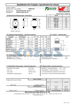 74451133 datasheet - POWER-CHOKE WE-PD 3