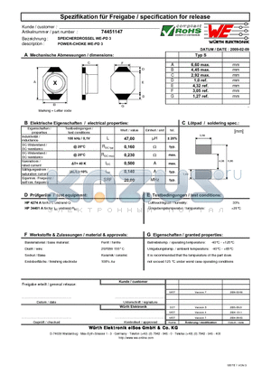 74451147 datasheet - POWER-CHOKE WE-PD 3