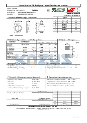 7445306 datasheet - POWER-CHOKE WE-PD 3