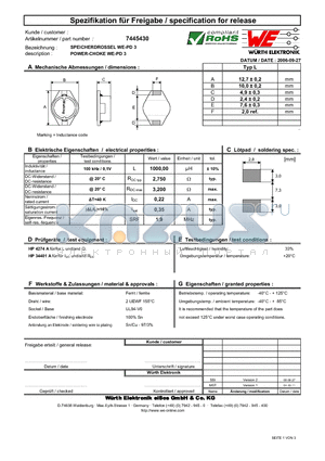 7445430 datasheet - POWER-CHOKE WE-PD 3