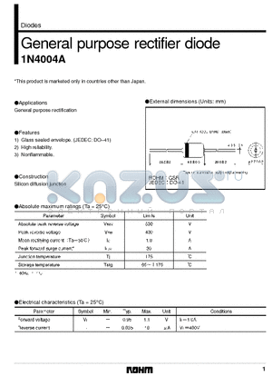 1N4004A datasheet - General purpose rectifier diode