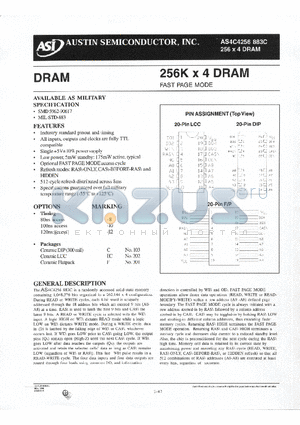 AS4C4256883C datasheet - 256K x 4 DRAM