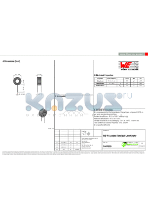 7447020 datasheet - WE-FI Leaded Toroidal Line Choke