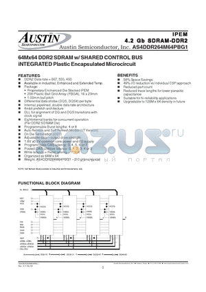 AS4DDR264M64PBG1-5/XT datasheet - 64Mx64 DDR2 SDRAM w/ SHARED CONTROL BUS iNTEGRATED Plastic Encapsulated Microcircuit