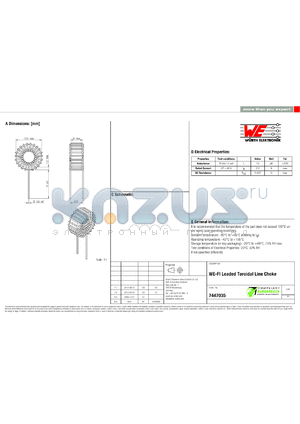 7447035 datasheet - WE-FI Leaded Toroidal Line Choke