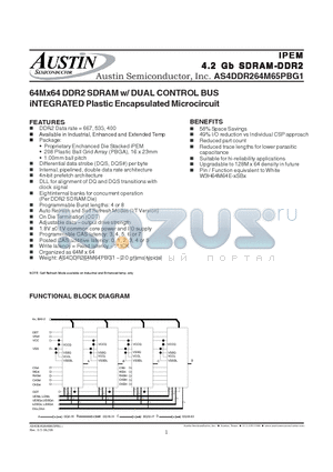 AS4DDR264M65PBG1-38/ET datasheet - 64Mx64 DDR2 SDRAM w/ DUAL CONTROL BUS iNTEGRATED Plastic Encapsulated Microcircuit