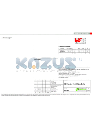 7447065 datasheet - WE-FI Leaded Toroidal Line Choke