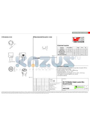 744731332 datasheet - WE-TIS Shielded Radial Leaded Wire Wound Inductor