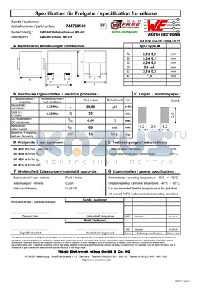 744764139 datasheet - SMD-RF-Choke WE-GF