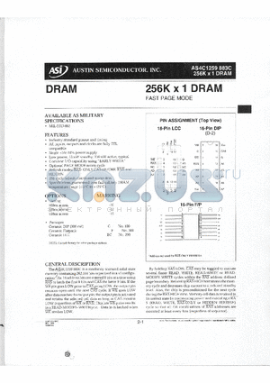 AS4C1259883C datasheet - 256K x 1 DRAM