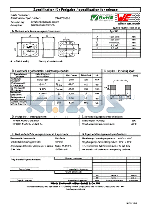 7447709390 datasheet - POWER-CHOKE WE-PD