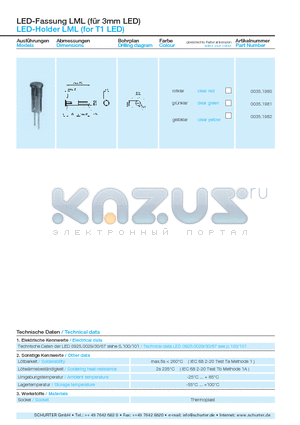 0035.1981 datasheet - LED-Fassung LML (fur 3mm LED)