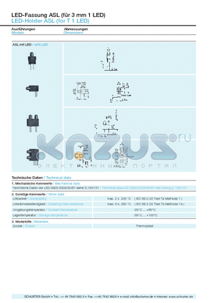 0035.9620 datasheet - LED-Fassung ASL (fur 3 mm 1 LED)