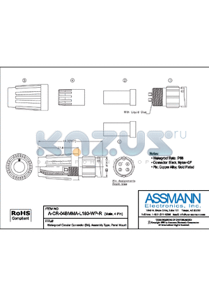 A-CR-04BMMA-L180-WP-R datasheet - WATERPROOF CIRCULAR CONNECTOR (5A) ASSEMBLY TYPE, PANEL MOUNT