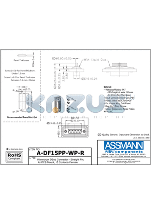 A-DF15PP-WP-R datasheet - WATERPROOF DSUB CONNECTOR