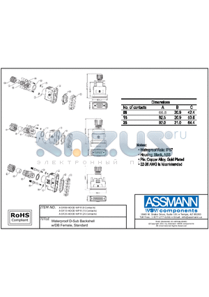 A-DF15-HOOD-WP-R datasheet - WATERPROOF D-SUB BACKSHELL