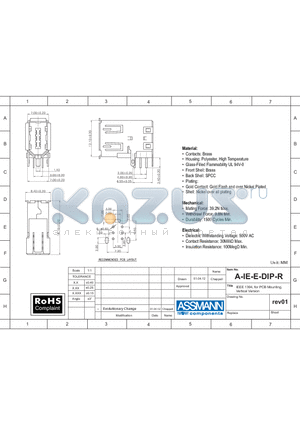 A-IE-E-DIP-R datasheet - IEEE 1394, FOR PCB MOUNTING