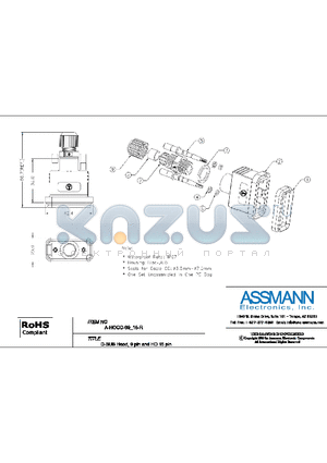 A-HOOD-09-15-R datasheet - D-SUB HOOD, 9PIN AND HD 15PIN