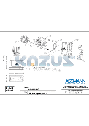 A-HOOD-15-26-R datasheet - D-SUB HOOD, 15PIN AND HD 26PIN