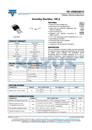 100BGQ015_11 datasheet - Schottky Rectifier, 100 A
