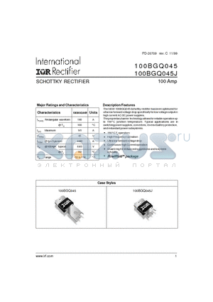 100BGQ045 datasheet - SCHOTTKY RECTIFIER