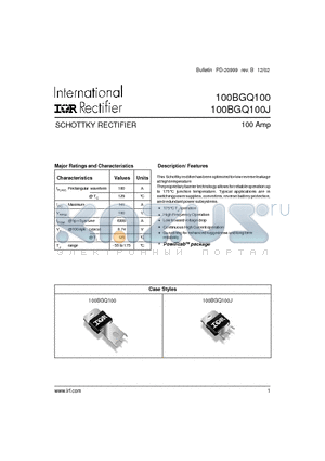 100BGQ100 datasheet - SCHOTTKY RECTIFIER