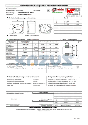 744777147 datasheet - POWER-CHOKE WE-PD