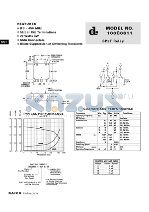 100C0611-18-J1-R datasheet - SP2T Relay