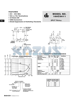 100C0611-18-J2-R datasheet - SP2T Relay