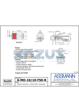 A-MO-10-10-F50-R datasheet - Modular Cable Plug