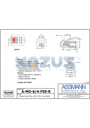 A-MO-6-4-F50-R datasheet - Modular Cable Plug