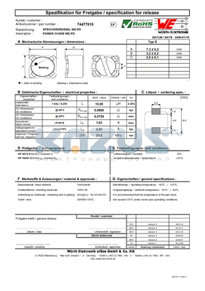 74477810 datasheet - POWER-CHOKE WE-PD