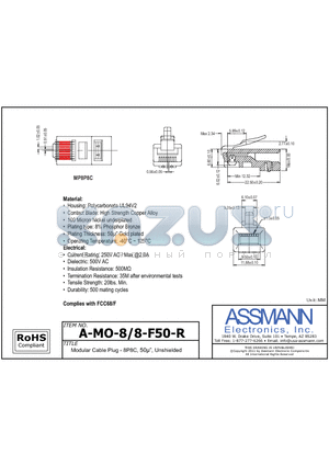 A-MO-8-8-F50-R datasheet - Modular Cable Plug