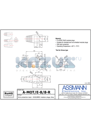 A-MOT-E-8-8-R datasheet - Kink protection boot