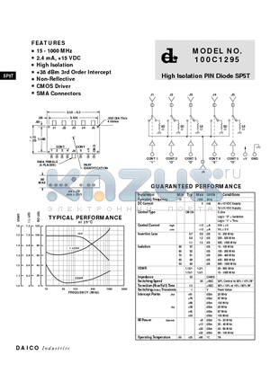 100C1295 datasheet - High Isolation PIN Diode SP5T