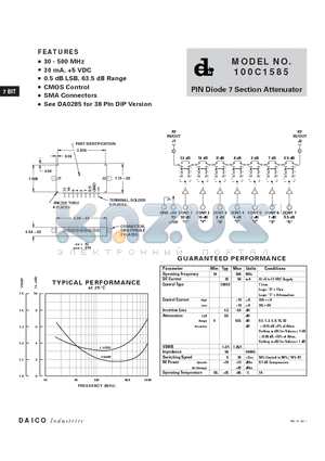 100C1585 datasheet - PIN Diode 7 Section Attenuator