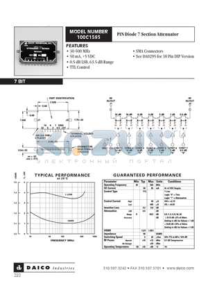 100C1595 datasheet - PIN Diode 7 Section Attenuator