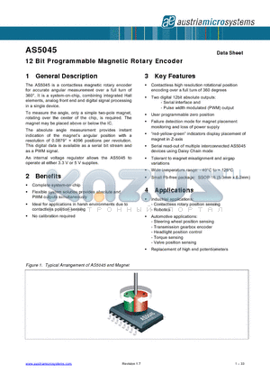 AS5045ASST datasheet - 12 Bit Programmable Magnetic Rotary Encoder
