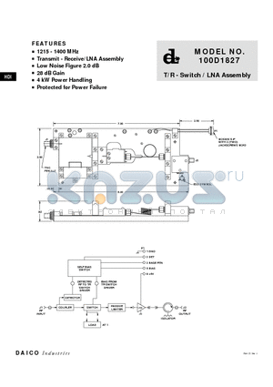 100D1827 datasheet - T/R - Switch / LNA Assembly