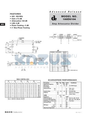 100D9104 datasheet - Amp Attenuator Divider